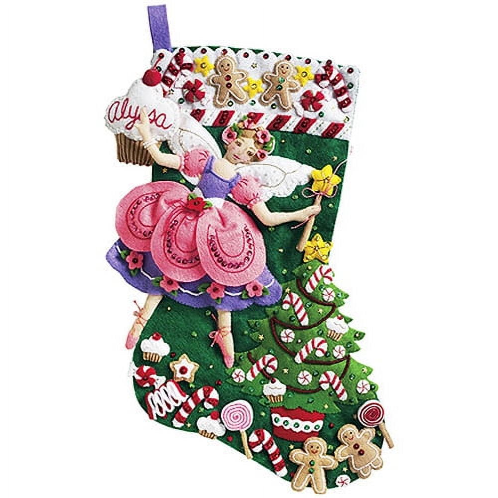 Sugar Plum Fairy Stocking Felt Applique Kit-18" Long, Pk 1, Bucilla