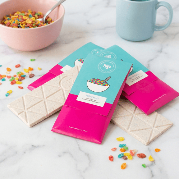 Sugar Plum Fruity Flake Candy Bars - Handmade White Chocolate Fudge Cereal Treat - 5 Pack 3.5 Oz. Each