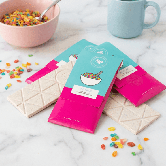 Sugar Plum Fruity Flake Candy Bars - Handmade White Chocolate Fudge Cereal Treat - 5 pack 3.5 oz. Each