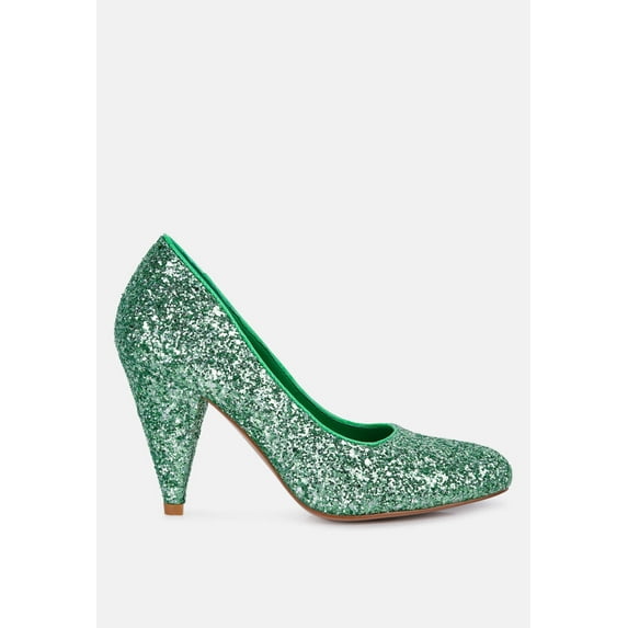 Sugar Plum Glitter Conical Heel Pumps