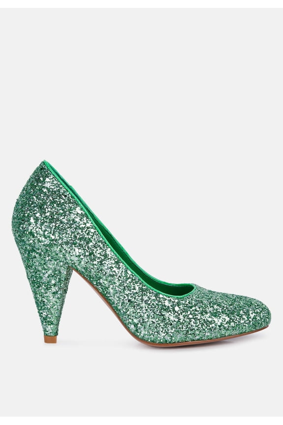 Sugar Plum Glitter Conical Heel Pumps