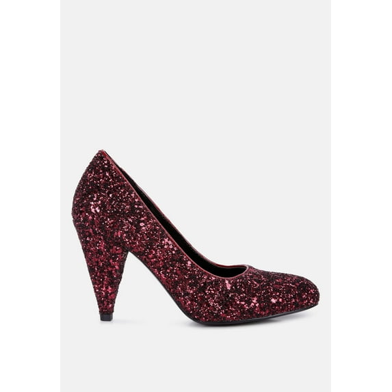 Sugar Plum Glitter Conical Heel Pumps