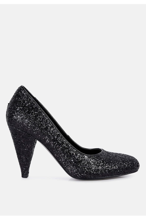 Sugar Plum Glitter Conical Heel Pumps