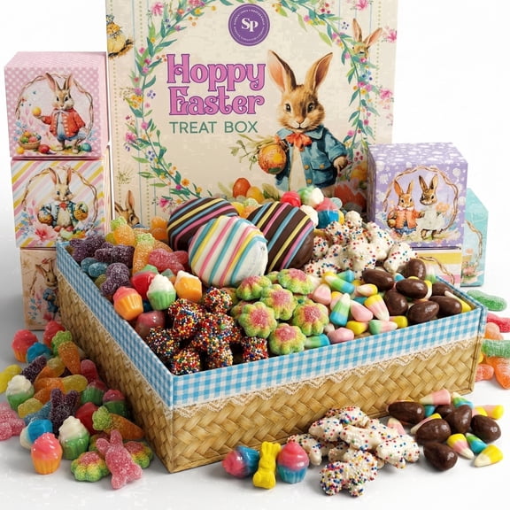 Sugar Plum Chocolates Hoppy Easter Treat Box Easter Bunny Assorted Milk Chocolates 9 Count 27 Oz