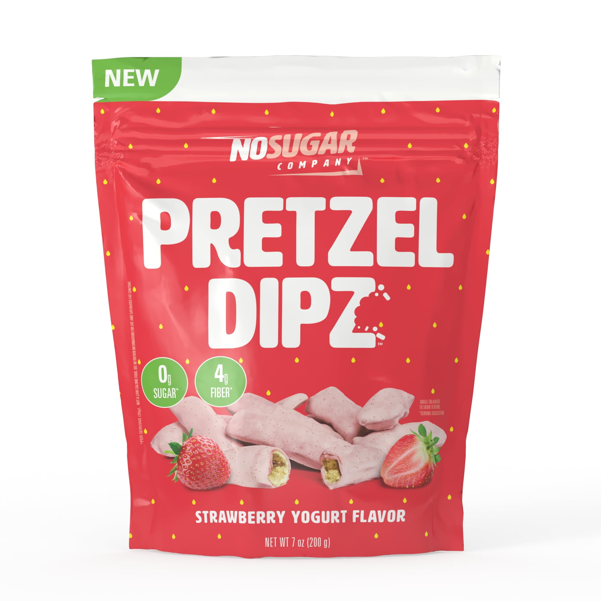 No Sugar PretzelITSCSticks, Strawberry Yogurt Covered Diet Pretzel Crisps, Sweet, Salty, Crunchy Perfection, Snack and Share, 0g Sugar, 4g Fibre -1 Pack (200g)