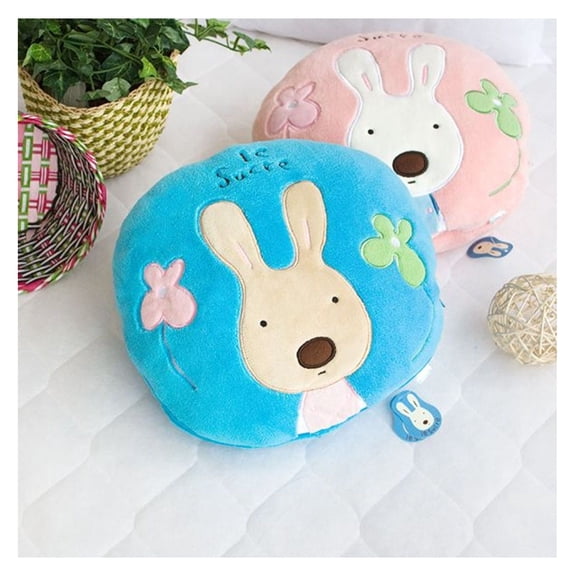 [Sugar Rabbit - Round Blue] Blanket Pillow Cushion / Travel Pillow Blanket (25.2 by 37 inches)