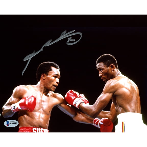 Sugar Ray Leonard Autographed 8x10 Photo vs. Thomas "Hitman" Hearns Beckett BAS 178106