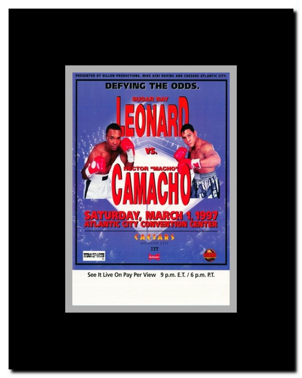 Sugar Ray Leonard vs. Hector Camacho Framed Movie Poster