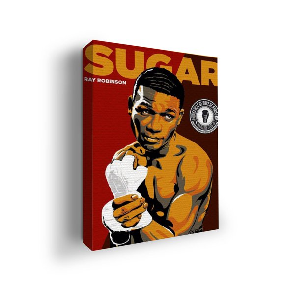 Sugar Ray Robinson Canvas Wall Art by DreamController- 12x16 inches Boxing Wall Decor | HD Printed & Wooden framed wall art | Modern Wall Decor for Gift | Kids Room Decor | Made in USA