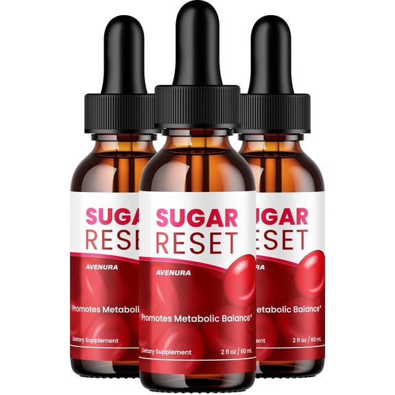 Sugar Reset Drops SugarReset Advanced Formula Drops Natural Blend Liquid Supplement, 3 Pack, 3 Month Supply