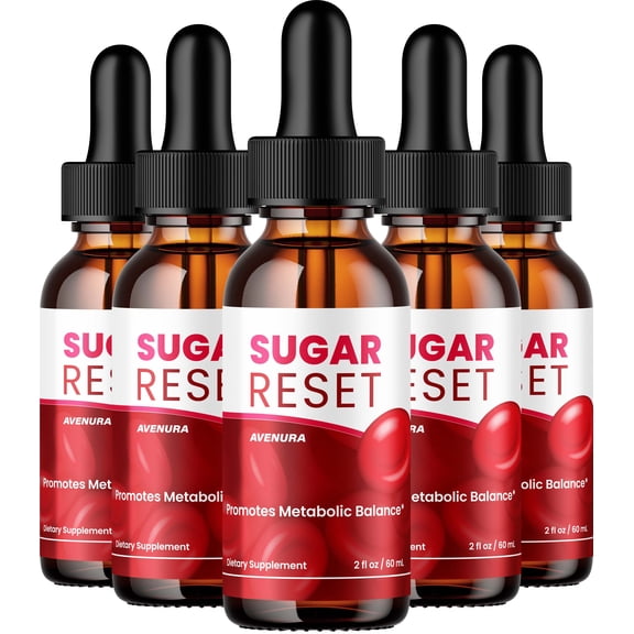 Sugar Reset Drops – SugarReset Advanced Formula Drops Natural Blend Liquid Supplement, 5 Pack, 5 Month Supply