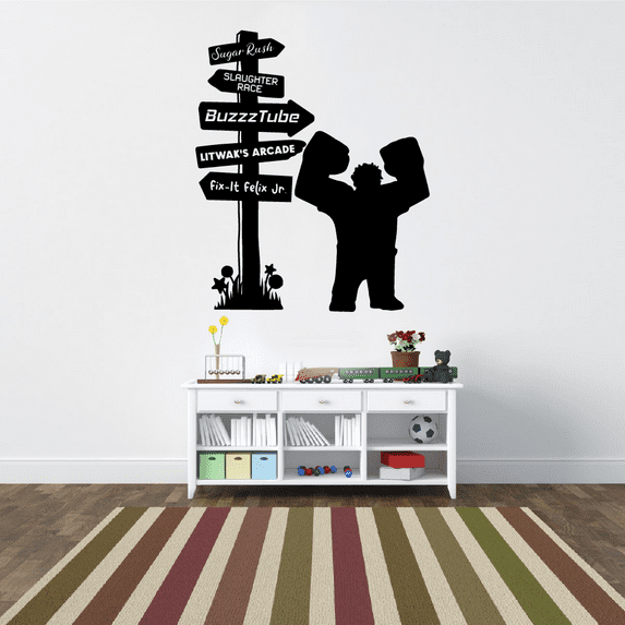 Sugar Rush Buzzztube Litwak Pathway Signage Cartoon Wall Sticker Art Decal for Girls Boys Room Bedroom Nursery Kindergarten House Fun Home Decors Stickers Wall Art Vinyl Decoration Size (24x26 inch)