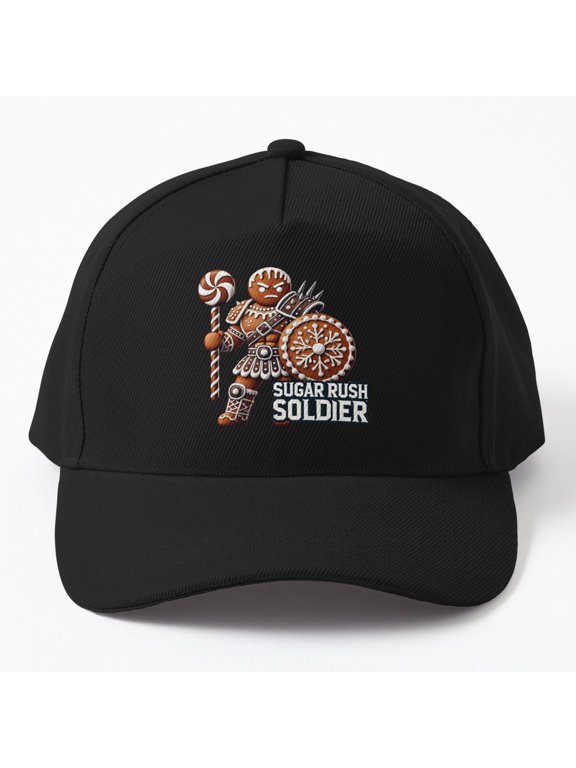 Sugar Rush Soldier Gingerbread Warrior Baseball Cap, Christmas Holiday Hat Style