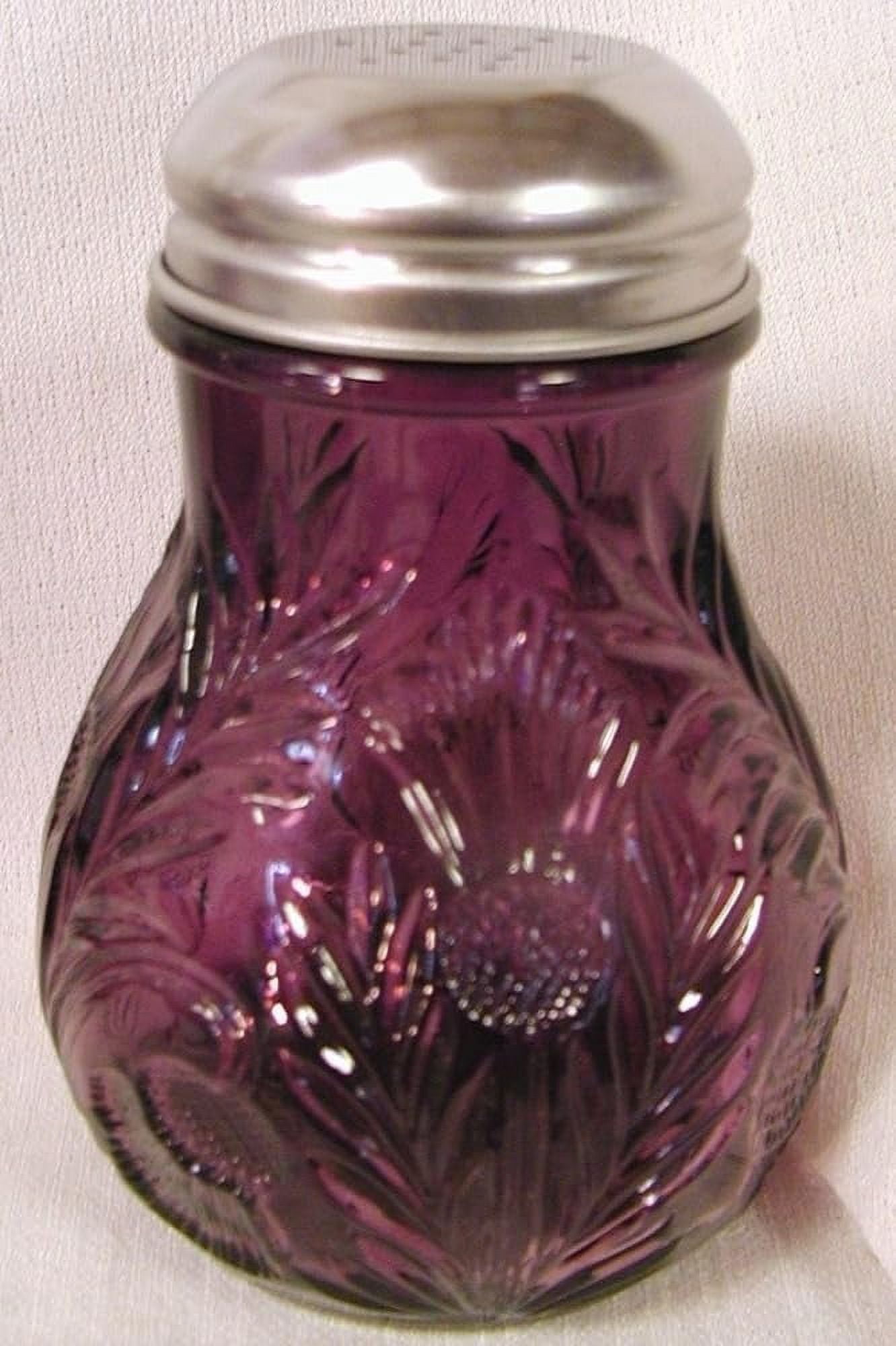 Sugar Shaker Dispenser Inverted Thistle Pattern Mosser Glass (Amethyst