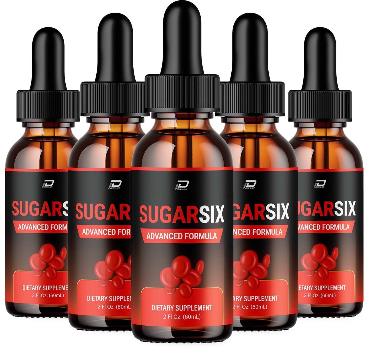 Sugar Six Drops Healthy Formula - SugarSix Liquid Drops, All Natural, Advanced Formula, 5 Pack, 5 Month Supply