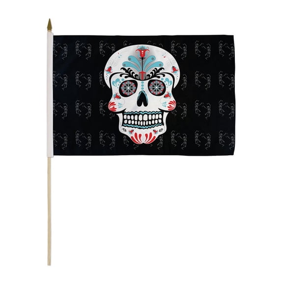 Sugar Skull 12x18in Stick Flag