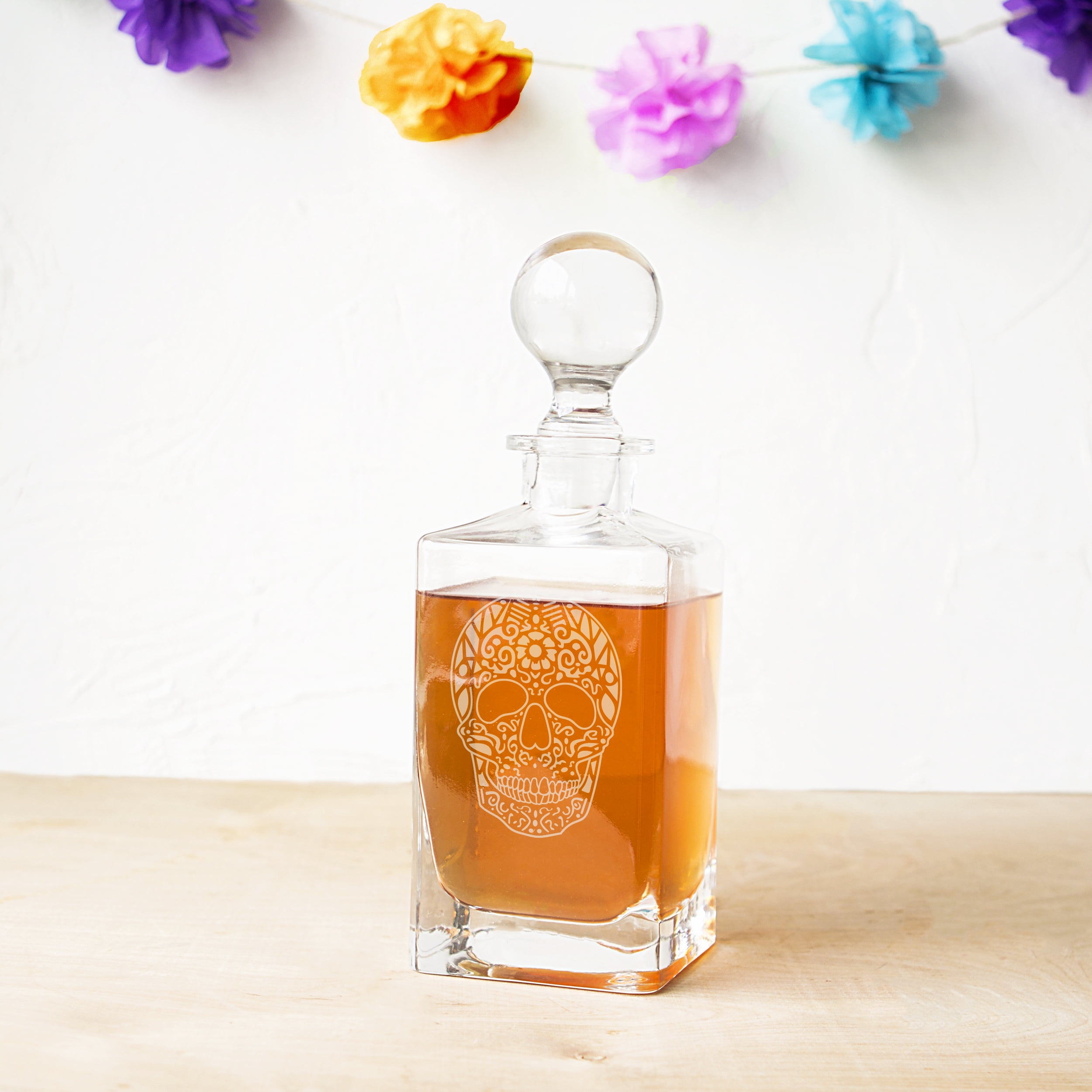 Sugar Skull 32 oz. Square Whiskey Decanter