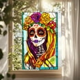 thumbnail image 1 of Sugar Skull Acrylic Suncatcher, Day of the Dead Window Hanging, Mexican Girl Gift, Dia de Muertos Hanging Decor, 1 of 5