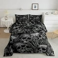 thumbnail image 1 of Sugar Skull Bedding Set Gothic Skeleton Comforter Set Teens Room Decor Pesonalized Skeleton Bones Comforter Halloween Themed Grey Duvet Set Queen Size, 1 of 6