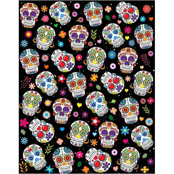 Sugar Skull Blanket Ultra Soft Warm Cozy Flannel Throw Blankets for Women Baby Men Bedding Gifts 50"X40"