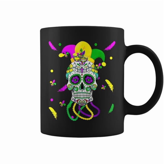 Sugar Skull Carnival Mask Jester Hat Mardi Gras Festival V4 Coffee Mugs