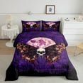 thumbnail image 1 of Sugar Skull Comforter Set King Size Death Moth Print Bedding Happy Halloween Bedding Comforter Sets Teens Halloween Decor Gothic Style Duvet Insert Halloween Themed Quilt, 1 of 6