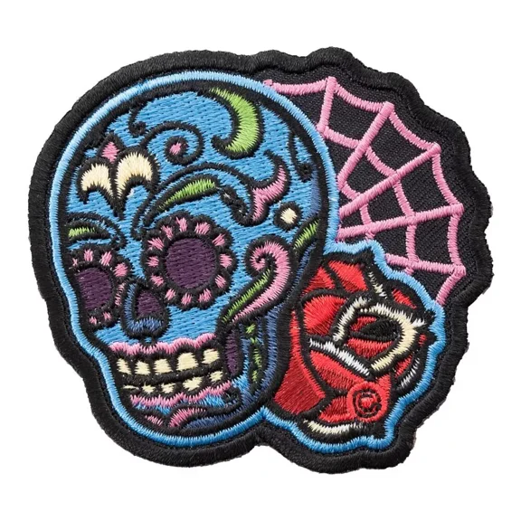 Sugar Skull Craneo Azul Patch, Day Of The Dead Patches