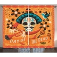 thumbnail image 1 of Ambesonne Sugar Skull Curtains 2 Panel Set, Trumpet Player, 108" x 96", Multicolor, 1 of 3