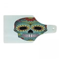 thumbnail image 1 of Sugar Skull Cutting Board, Folk Art Elements Featured Skull Day of the Dead Celebration Concept Print, Decorative Tempered Glass Cutting and Serving Board, Wine Bottle Shape, Multicolor, by Ambesonne, 1 of 1