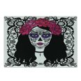 thumbnail image 1 of Sugar Skull Cutting Board, Girl Dia De Los Muertos Traditional Art Print Colorful Woman Design, Decorative Tempered Glass Cutting and Serving Board, Small Size, Black White Pink, by Ambesonne, 1 of 1