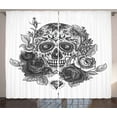 thumbnail image 1 of Ambesonne Sugar Skull Curtains 2 Panel Set, Roses Diamond Shape, 108" x 90", Grey White, 1 of 2