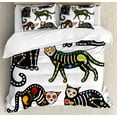 thumbnail image 1 of Sugar Skull Decor Queen Size Duvet Cover Set, Calavera Ornate Black Cats in Mexican Style Holiday the Day of the Dead, Decorative 3 Piece Bedding Set with 2 Pillow Shams, Multicolor, by Ambesonne, 1 of 3