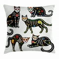 thumbnail image 1 of Sugar Skull Decor Throw Pillow Cushion Cover, Calavera Ornate Black Cats in Mexican Style Holiday the Day of the Dead, Decorative Square Accent Pillow Case, 24 X 24 Inches, Multicolor, by Ambesonne, 1 of 2