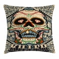 thumbnail image 1 of Sugar Skull Decor Throw Pillow Cushion Cover, Sugar Killer Calaveras Framework Day of the Dead Vintage Gothic Design, Decorative Square Accent Pillow Case, 16 X 16 Inches, Multicolor, by Ambesonne, 1 of 2