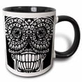 thumbnail image 1 of 3drose, Sugar Skull Design in Black and White, 15oz Two-tone Black Mug, 1 of 6