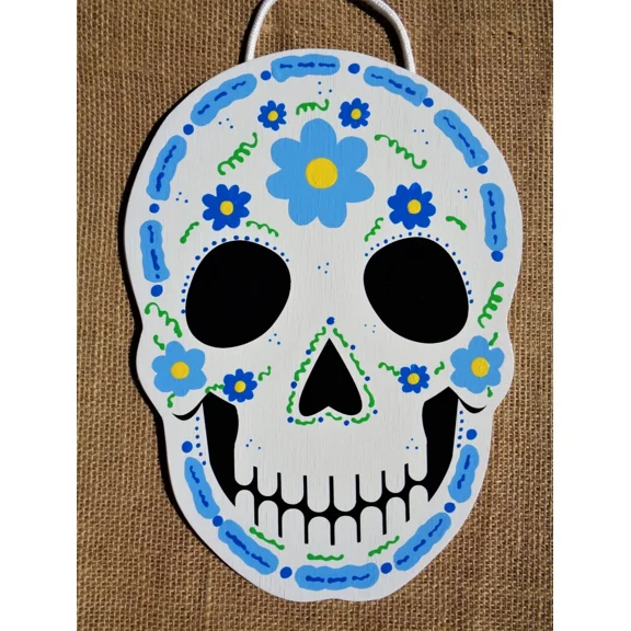Sugar Skull Dia De Los Muertos Day Of The Dead Sign Halloween Plaque Hanger