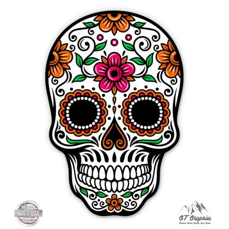 Sugar Skull Dia de los Muertos - 12 Vinyl Sticker Waterproof Decal 