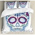 thumbnail image 1 of Sugar Skull Duvet Cover Set Queen Size, Day of The Dead Colorful Skull with Floral Ornament Hand Drawn Style Doodle, Decorative 3 Piece Bedding Set with 2 Pillow Shams, Multicolor, by Ambesonne, 1 of 3