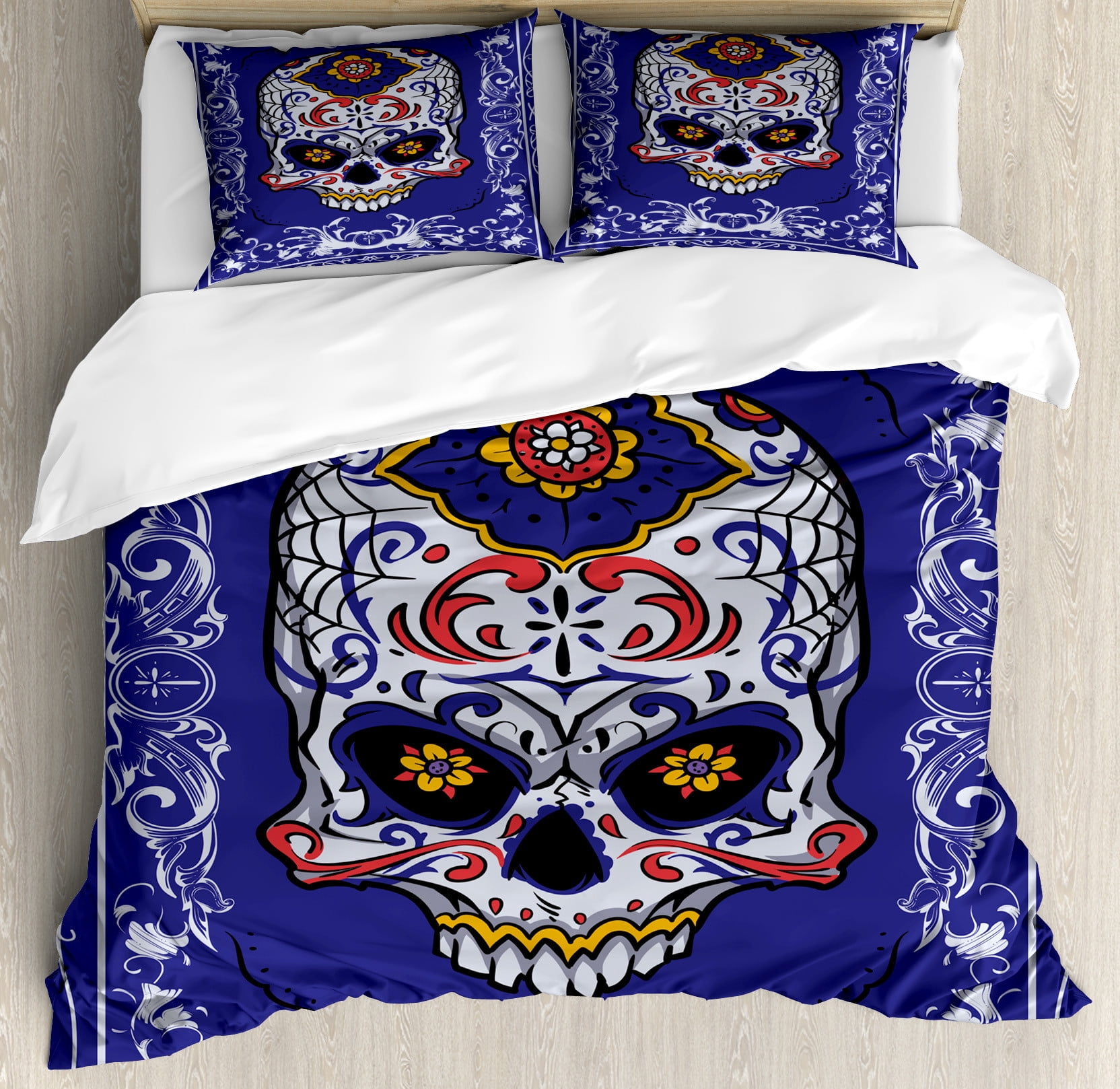 Turquoise Spirit Skull Quilted Sofa Cover NCU0LDH049