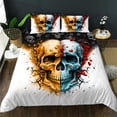 thumbnail image 1 of Sugar Skull Duvet Cover Set, Yellow & Blue Skull Bedding Set,Gothic Skull Comforter Cover for Kids Boys Girls,Skeleton Bones Duvet Cover,3 PCS,1 Quilt Cover and 2 Pillowcases, 1 of 4