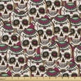 thumbnail image 1 of Ambesonne Colorful Fabric by the Yard Upholstery, Paisley Floral Pattern, 1 Yard, Cream Green Red, 1 of 5