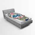 thumbnail image 1 of Sugar Skull Fitted Sheet, Polish Folkloric Art Style Mexican Sugar Skull Design Carnival Theme, Soft Decorative Fabric Bedding, Twin XL Size, Multicolor, by Ambesonne, 1 of 2