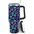 thumbnail image 1 of Sugar Skull Flower 40oz Tumbler With Handle Gifts For Aunt Skinny Wine Tumbler For Office, White, 1 of 6