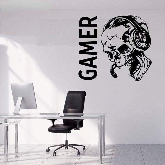 Sugar Skull Game Decal , Video Game Gifts Kids Gaming Quote Poster Vinyl Sticker Playroom Decor Wall Art Print 46x42cm
