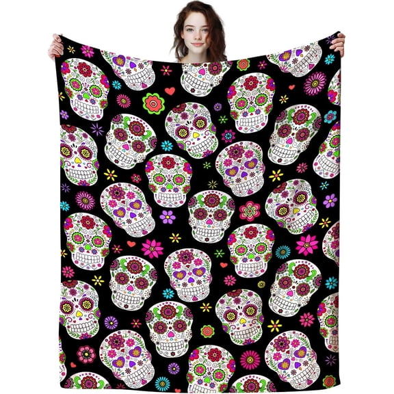 Sugar Skull Gifts for Women,Unique Skull Blanket for Adults Men Kids Girls,Skull Blankets and Throws for Home Bed Sofa Couch Christmas Halloween Best Gifts 50"x40"