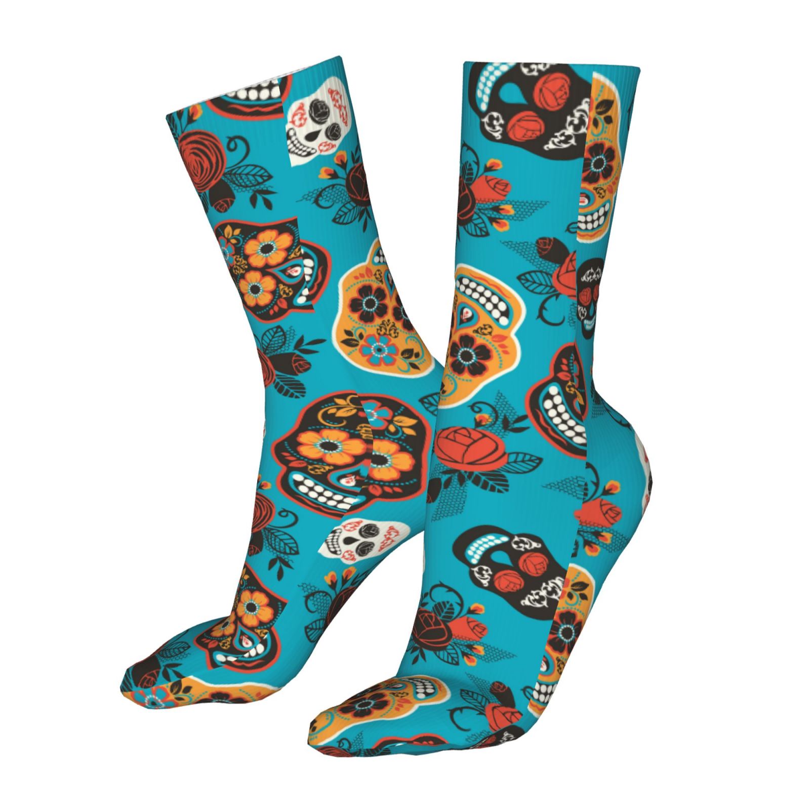 Sugar Skull In Blue Socks for Women Men Novelty Colorful Crew Socks