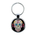 thumbnail image 1 of Sugar Skull Keychain with Epoxy Dome and Metal Keyring, 1 of 1