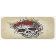 thumbnail image 1 of Sugar Skull Kitchen Mat, Human Skull with Wreath of Roses and Wild Flowers Hearts in Boho Form Design, Plush Decorative Kitchen Mat with Non Slip Backing, 47" X 19", Multicolor, by Ambesonne, 1 of 1
