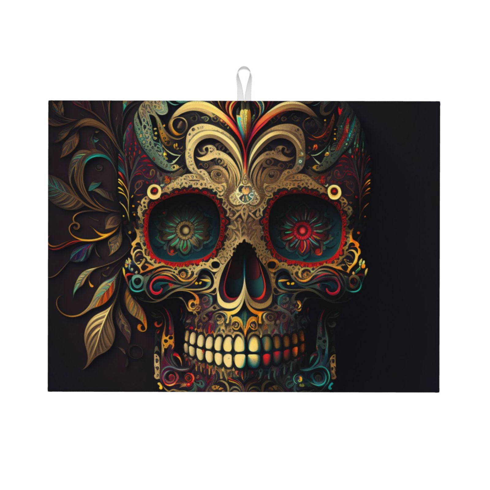 Sugar Skull Paisley Mexican Skulls Large Kitchen Drying Mat 18x24 Inch ...