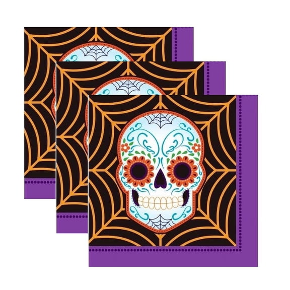 Sugar Skull Party Luncheon Dinner Napkins Day of the Dead  Creative Converting 3 Packages Halloween School Party